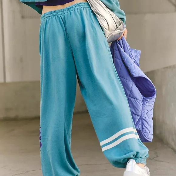 Free People Blue and Purple Track Pants Relaxed Fit - Picture 3 of 6